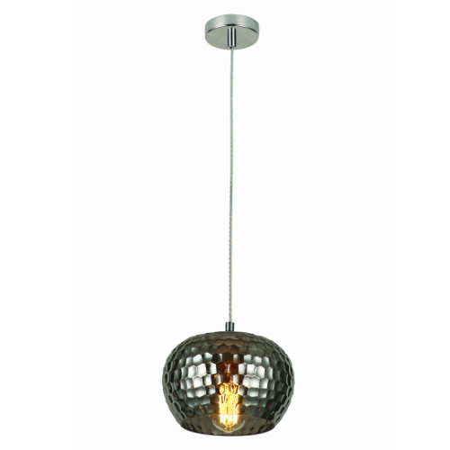 Smoked Glass and Satin Nickel Orb Mini-Pendant
